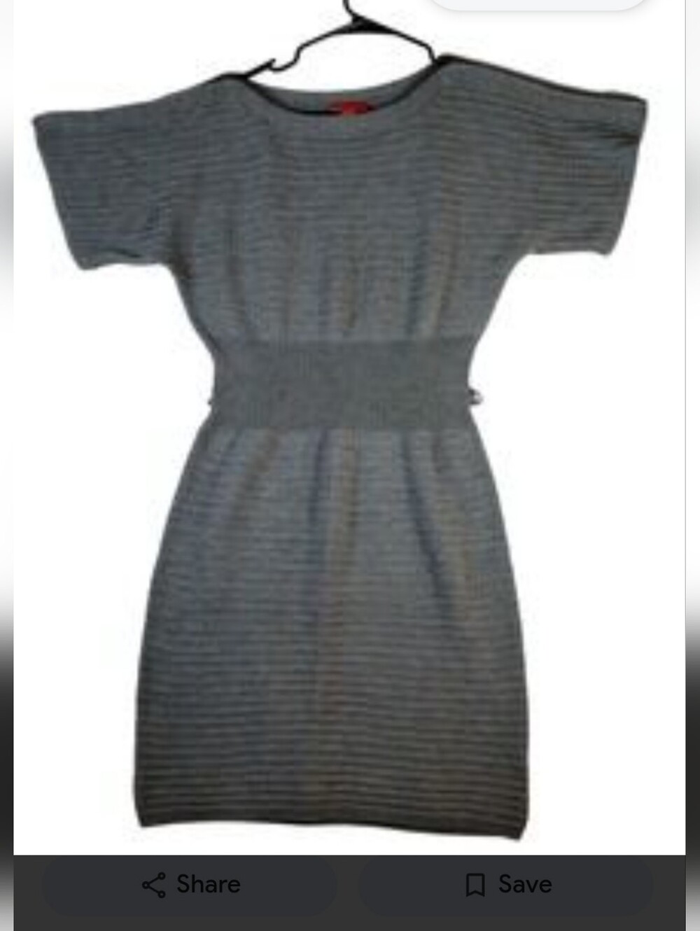 Women's Gray Ribbed Knit Waist Sweater Dress